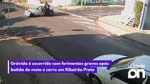 Grávida é socorrida com ferimentos graves após batida de moto e carro em Ribeirão Preto