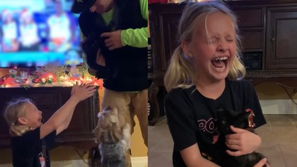 HEARTWARMING REACTION as little girl receives a surprise kitten!