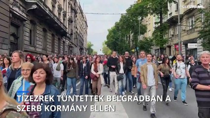 Tízezrek tüntettek Belgrádban a szerb kormány ellen