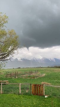 Land Spout Forms Over Mission Mountains in Montana