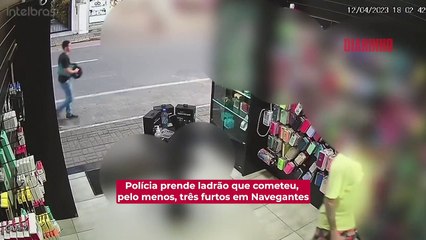 Preso ladrão que cometeu vários furtos no centro de Navegantes