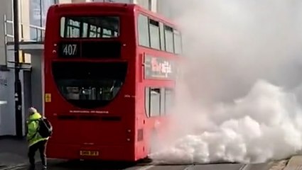 Clouds of white smoke seen billowing from London bus in Croydon