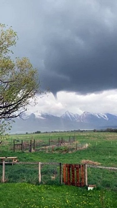 Land Spout Forms Over Mission Mountains in Montana