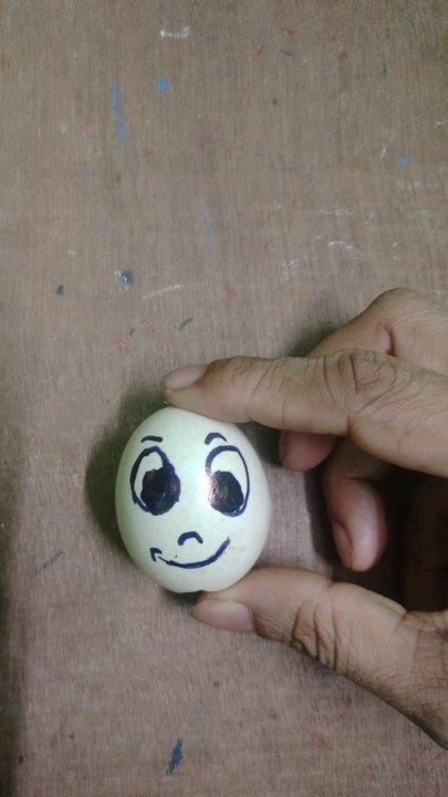 Funny face drawing on egg sell