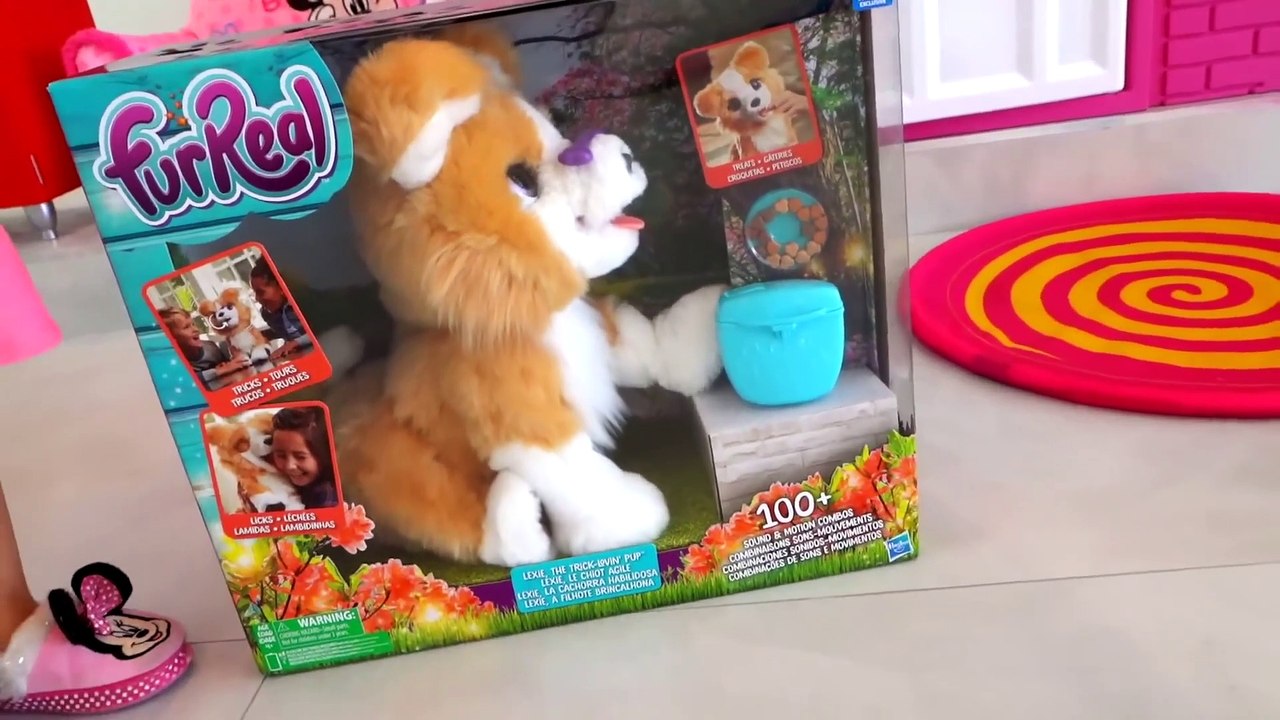 Diana and Roma play with interactive toy puppy