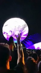 Fã dos Coldplay sobe às cavalitas, mas depressa se arrependeu.