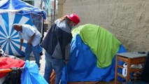 LAPD Forces Homeless Man to Move Tent at Sweep