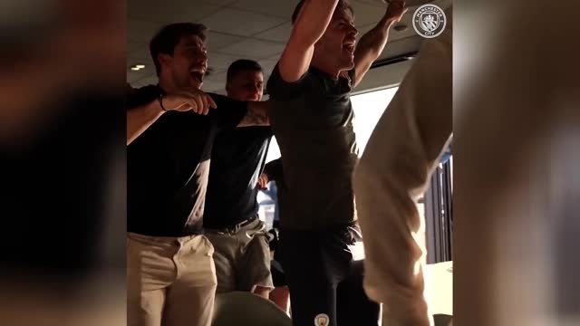 The moment Manchester City players celebrated winning the title
