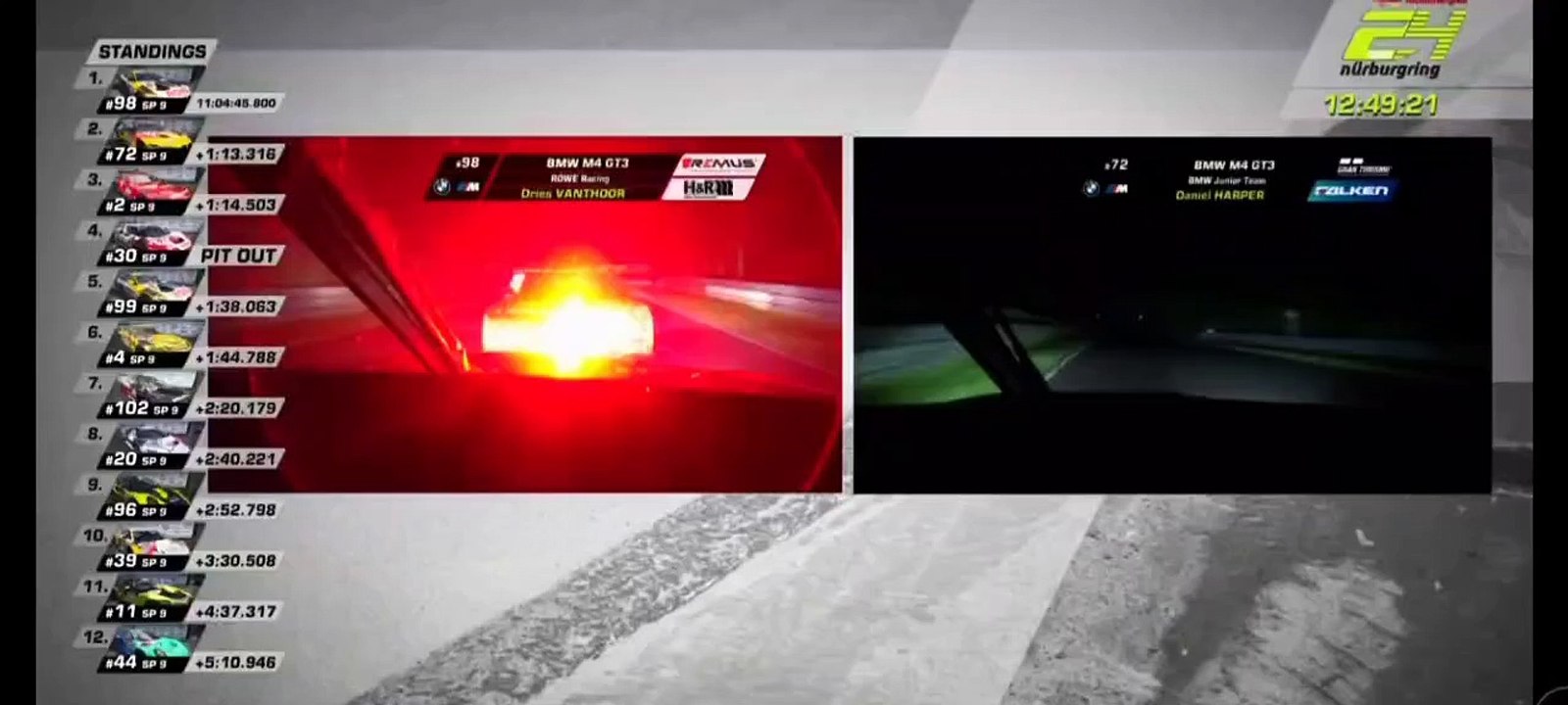 24H Nurburgring 2023 Race Vanthoor Harper Onboards Live Time Gap