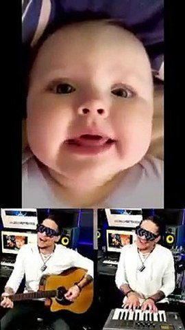 Cute baby trying to song 