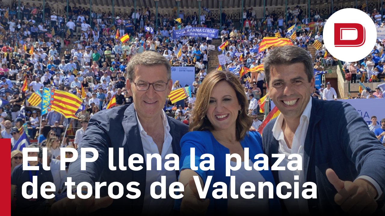 El PP llena la plaza de toros de Valencia y Feijóo llama a agrupar el voto contra Sánchez