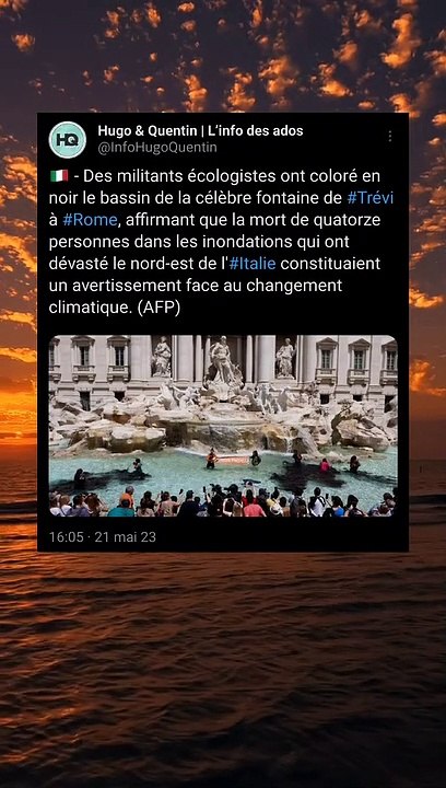 Des militants écologistes ont coloré en noir le bassin de la célèbre fontaine de Trévi à Rome