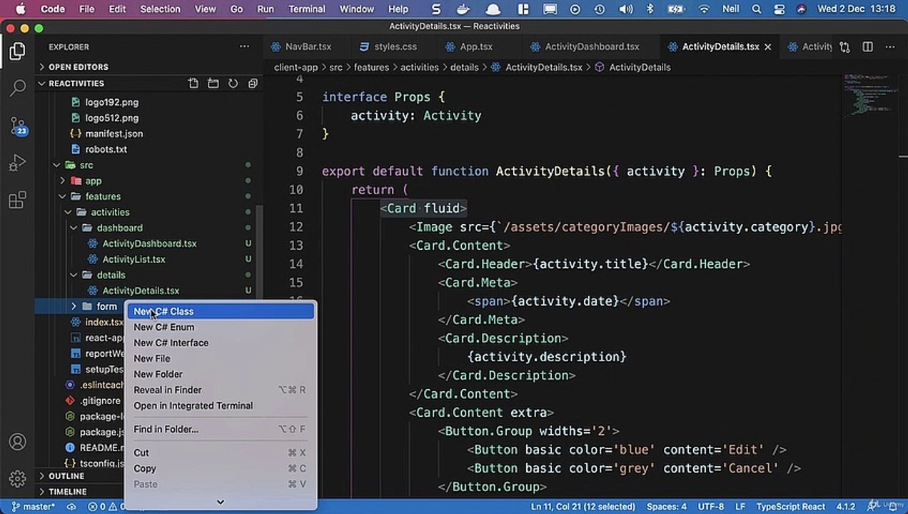 Creating a CRUD application in React - Creating an Activity form