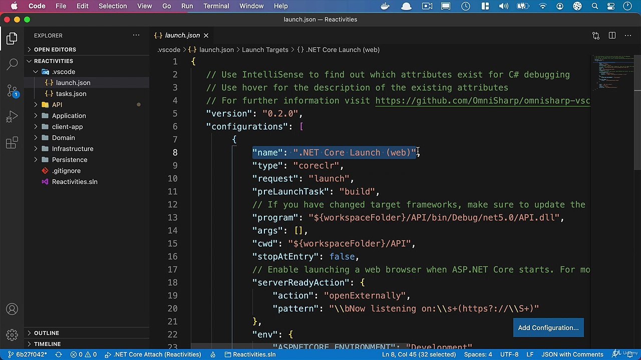 Creating a CRUD application using the CQRS + Mediator pattern - Using the debugger in VS Code