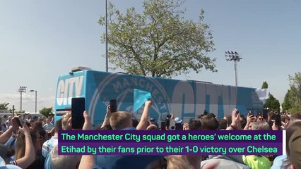 Manchester City players given heroes' welcome