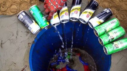Experiment_ Spiderman vs Fanta_ Pepsi_ Sprite_ Mtn Dew_ Sodas_ Coca-Cola vs Mentos in Underground(1080P_HD)