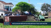 Kecelakaan Beruntun di Klaten: Truk Kontainer Terguling dan Sepeda Motor Ringsek