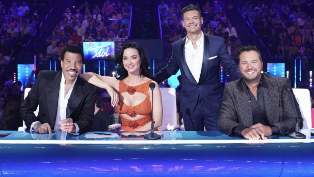 Katy Perry Wore a Sheer Orange Two Piece Set Littered With a Trio of Keyhole Cutouts