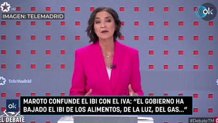 Maroto confunde el IBI con el IVA: “El Gobierno ha bajado el IBI de los alimentos, de la luz, del gas...”
