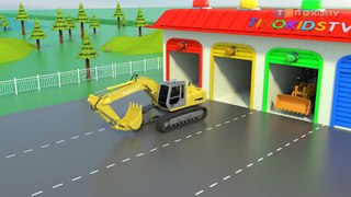 Excavator  Wheel Loader and Driller Truck for Kids  Waiting Shed Construction Accident_1080p