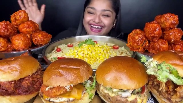 SPICY KOREAN FRIED CHICKEN, SPICY SAMYANG FIRE NOODLES WITH CHEESE, LOUIS CHICKEN BURGERS | EATING