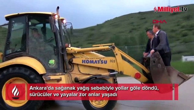 Ankara'da sağanak yağış! Yollar göle döndü, araçlar mahsur kaldı