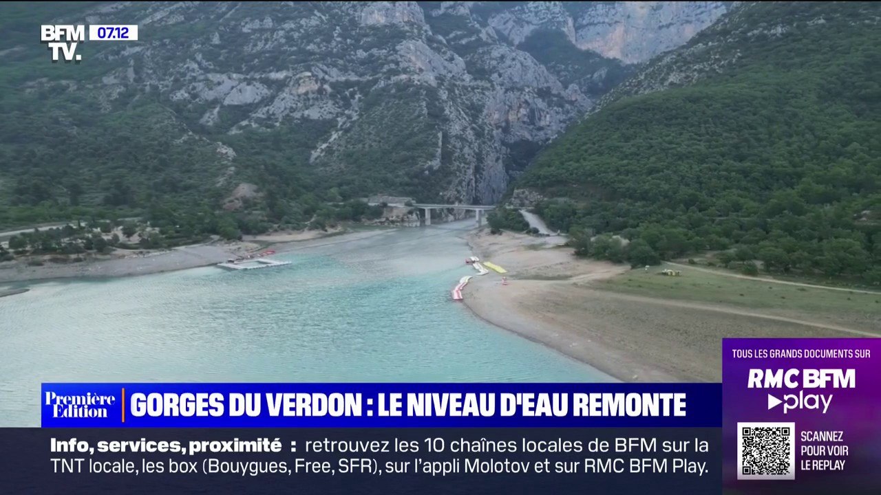 Gorges du Verdon: le niveau d'eau remonte au lac de Sainte-Croix