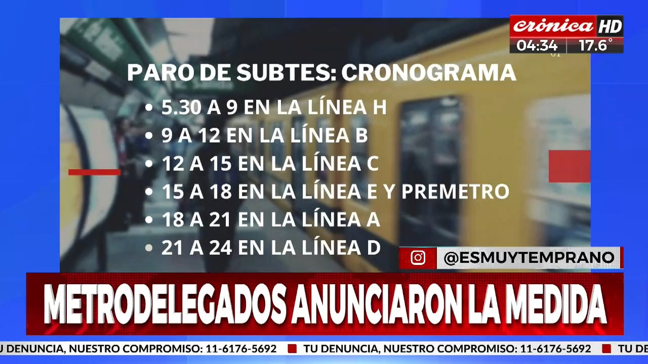 Nuevo paro de subtes: este es el cronograma