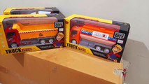 Unboxing and Review of Construction Toys for Toddler Kids, Friction Powered Cement Mixer Truck Toy, Engineering Vehicles Cars, Sand Toys Trucks