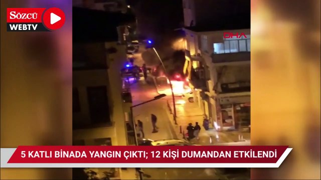 5 katlı binada yangın çıktı. 12 kişi dumandan etkilendi