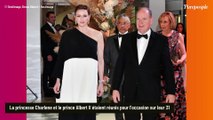 Charlene de Monaco impériale en soie noire et blanche : elle affiche son style favori au bras d'Albert II