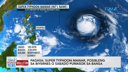 PAGASA: Super typhoon Mawar, posibleng sa biyernes o sabado pumasok sa bansa | GMA Integrated News Bulletin