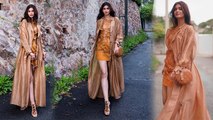 Cannes 2023 Red Carpet : Diana Penty Golden Overcoat Dress Look Viral | Boldsky