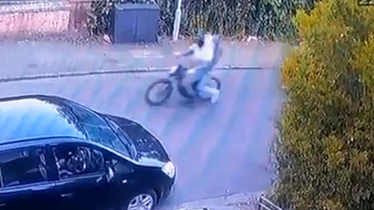 Household CCTV shows police vehicle following bike ahead of fatal crash