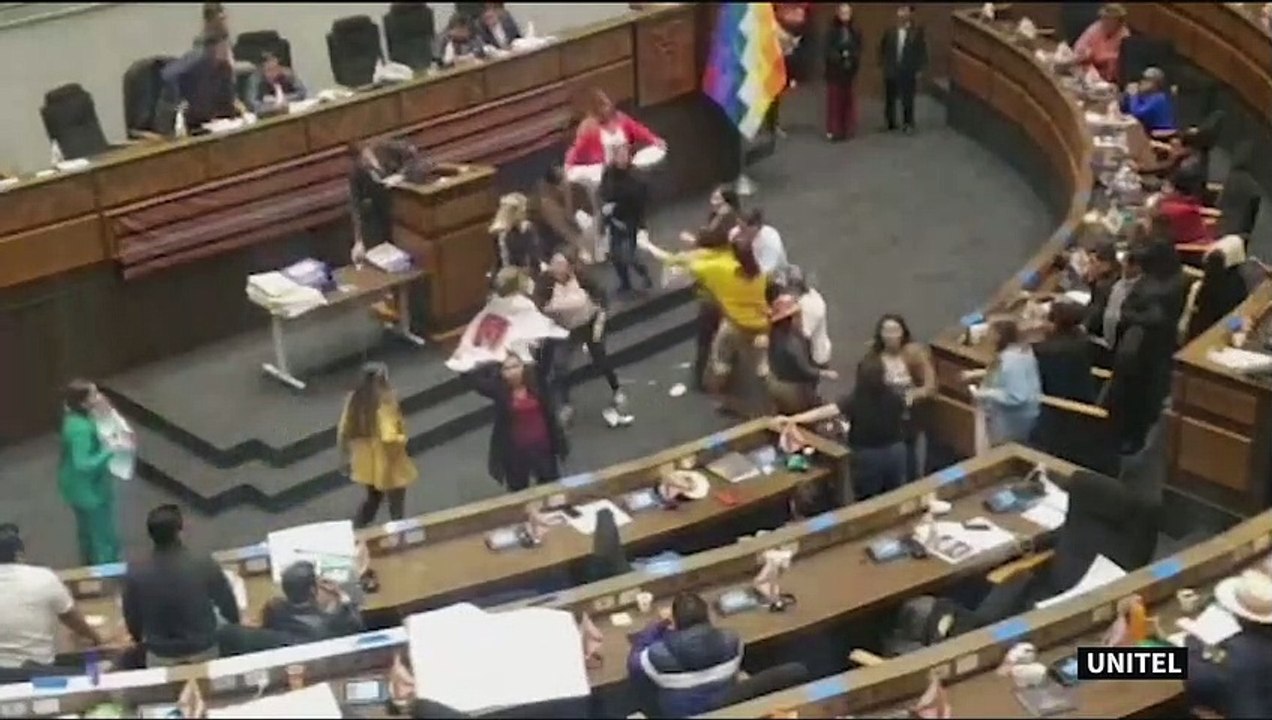 Bolivian lawmakers brawl in parliament