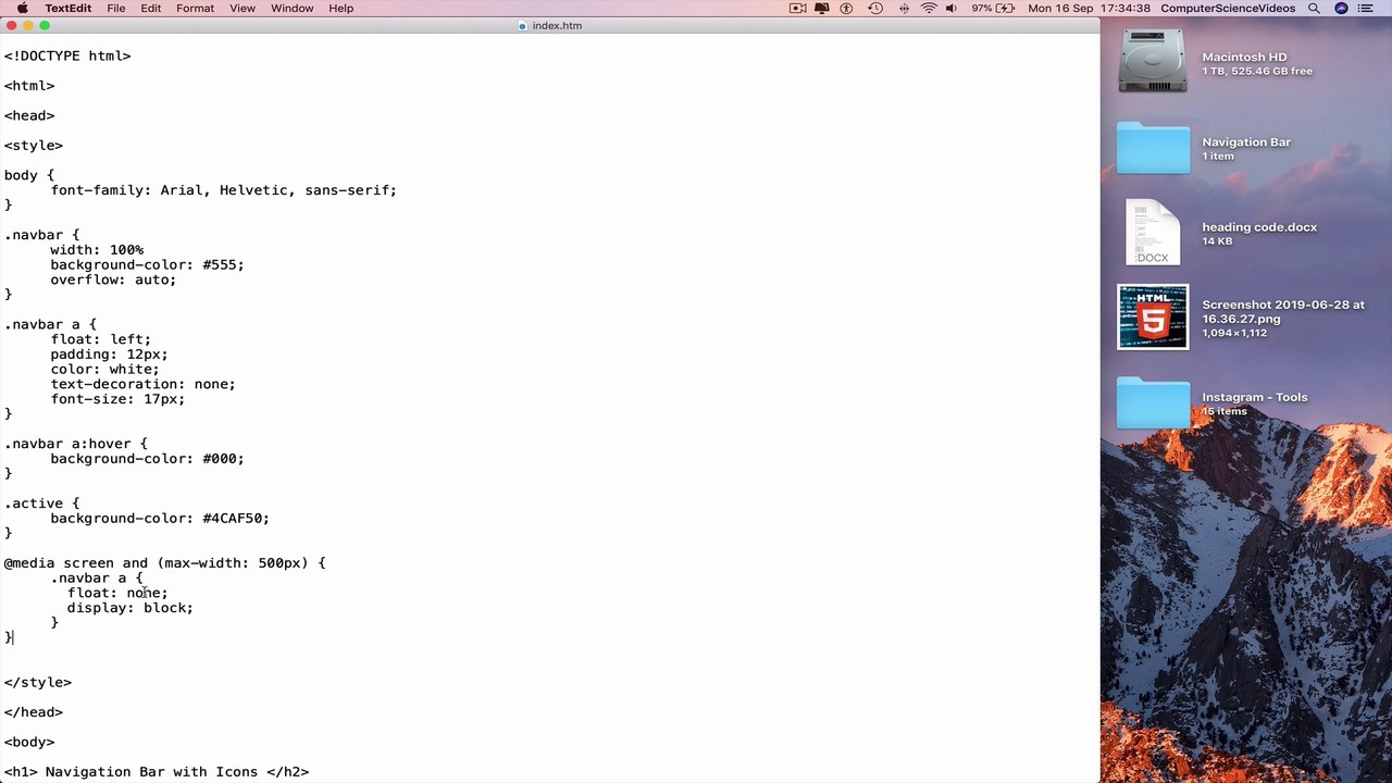 How to CODE a Responsive Navigation Menu with Icons Using HTML5 & CSS3 | New