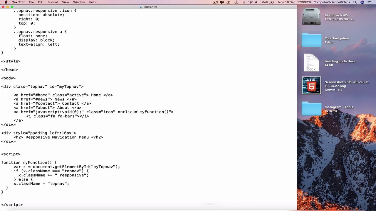 How to CODE a Responsive Top Navigation Menu Using HTML5, CSS3 & JavaScript | New