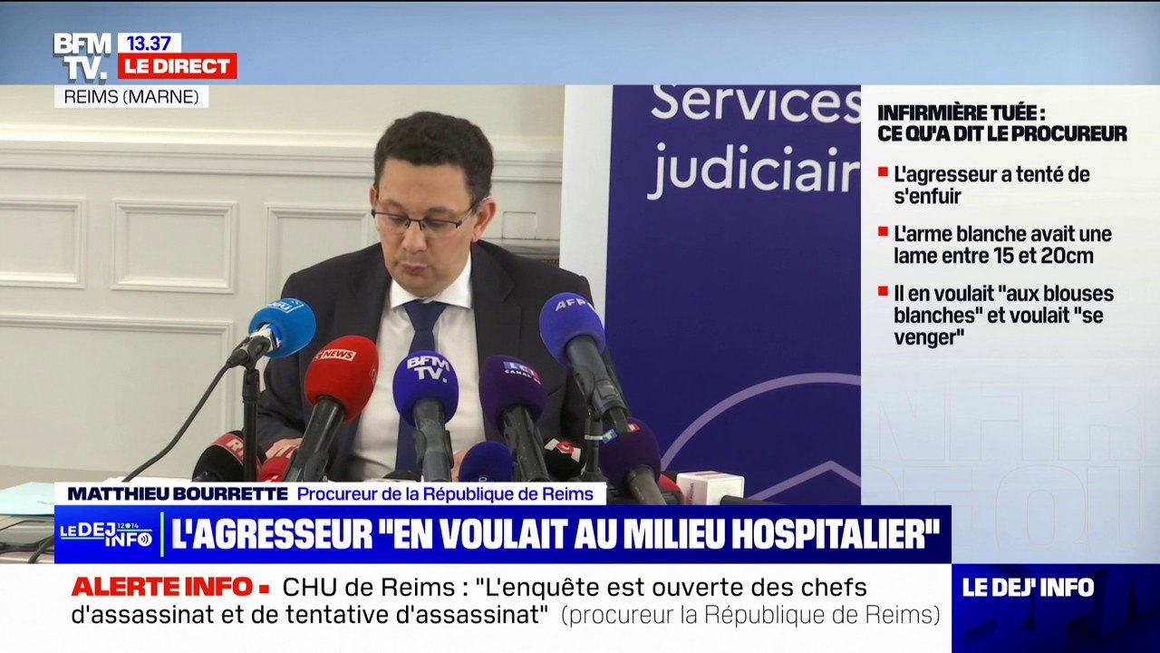 Infirmière tuée au CHU de Reims: le suspect a reconnu en garde à vue "avoir volontairement agressé les deux membres du personnel de santé en raison de leur qualité", indique le procureur