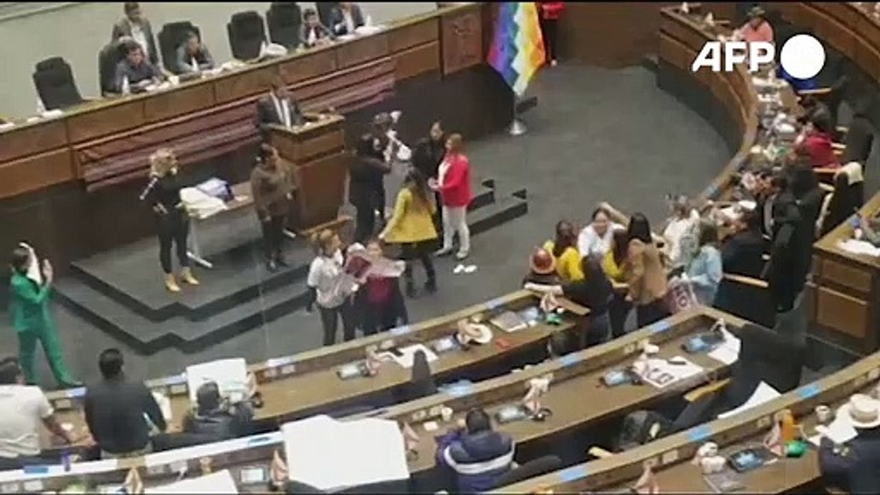 Pancadaria entre parlamentares na Bolívia