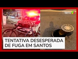 Homem entra em esgoto para fugir da PM, mas acaba preso ao sair da tubulação