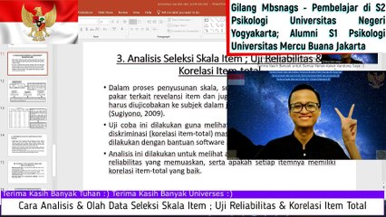 Cara Analisis & Olah Data Seleksi Skala Item ; Uji Reliabilitas & Korelasi Item Total