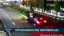 Inilah Detik-Detik Mobil Tabrak Pembatas Jalan Sampai Tugu Kendi Roboh di Purwakarta