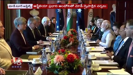 Modi Tour _ Modi Reached To India From Sydney _ Modi Tour _ V6 Digital