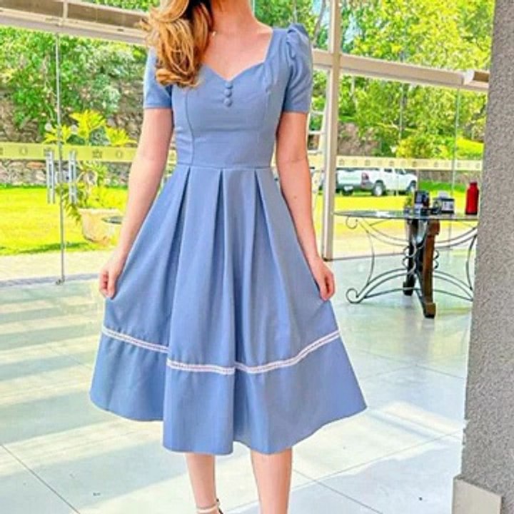 Most Wanted Casual Cotton check patron Dress Skater (Midi)dress long Shirts high neck stand collar