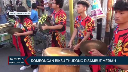 Kedatangan Rombongan Biksu Thudong Thailand di Tegal Disambut Meriah oleh Warga