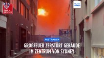 Großfeuer zerstört Gebäude im Zentrum von Sydney