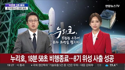 누리호, 18분 58초 비행 종료…8기 위성 사출 성공