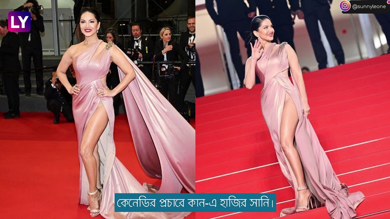 Cannes 2023: হাই স্লিট গাউনে উড়ে বিপাকে সানি লিওন