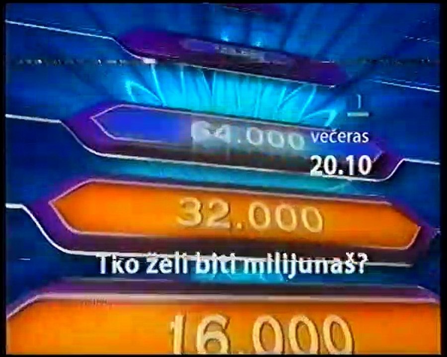 HRT1 (vremenska prognoza, najave i reklame) + Tko želi biti milijunaš ...