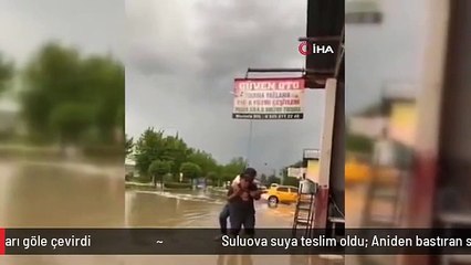 Suluova suya teslim oldu: Aniden bastıran sağanak ve dolu yolları göle çevirdi